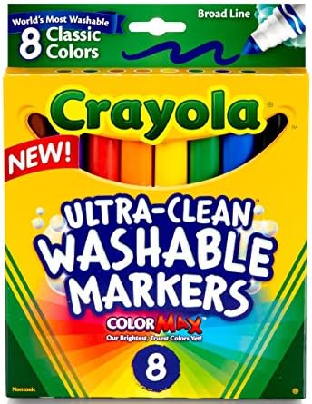 Marcadores laváveis ​​de linhas largas Crayola, 8 marcadores, Pacote de cores clássicas de 10