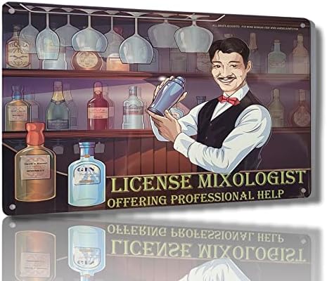 Mixologista de licença Oferecendo ajuda profissional 8 x12 Funny Metal Tin Barra para bartenders Restaurante Man