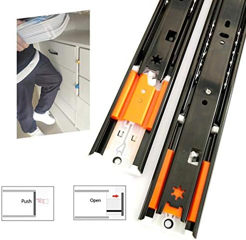 Jying push para abrem os slides de gaveta, 10/21/14/16/18/20 polegadas de alcance automático de rolamento de rolamento de extensão completa, corredores de gavetas de cozinha