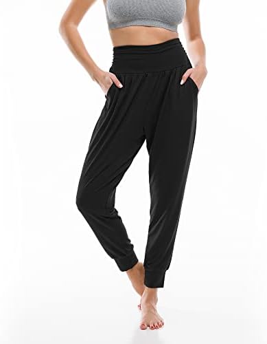 Calça sinófão feminino yoga calças soltas treino confortável lounge calça de pijama com bolsos