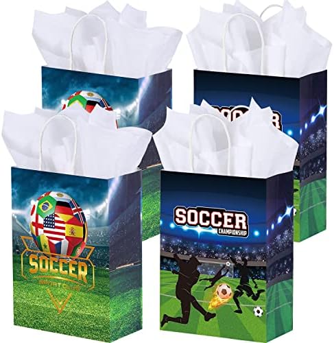 Sprand 24pcs Saccer Sacos de Presente com Papéis de Tecidos de 24pcs, 8,7 Sacos de Candros de Goody Soccer 8.7