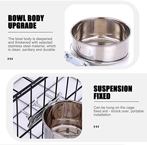 Nsqfkall aço inoxidável pendurado tigelas de estimação, cães ou gatos alimentos para alimentadores de água para gaiola, canil, caixa