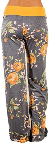 Ichunhua feminina confortável estampa floral estampa de batedeira lampejão calazão largo de pernas largo calça