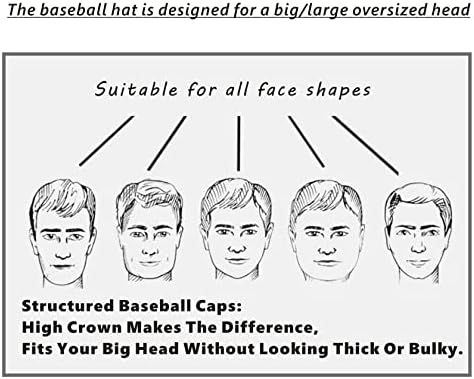 Munula Oversize XXL High Crown Baseball Cap chapéus de cabeça grande para homens Capéu de chapéu ajustável Capinho de corrida 23,6 -25,6