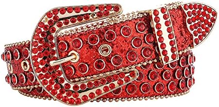 Cinturão de strass para homens mulheres, cowboy ocidental, cowgirl, bling, cinto de couro cravejado para calças de jeans