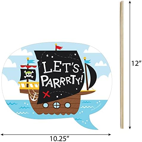 Big Dot of Happiness Funny Pirate Ship Adventures - Skull Birthday Party Photo Booth Props Kit - 10 peças