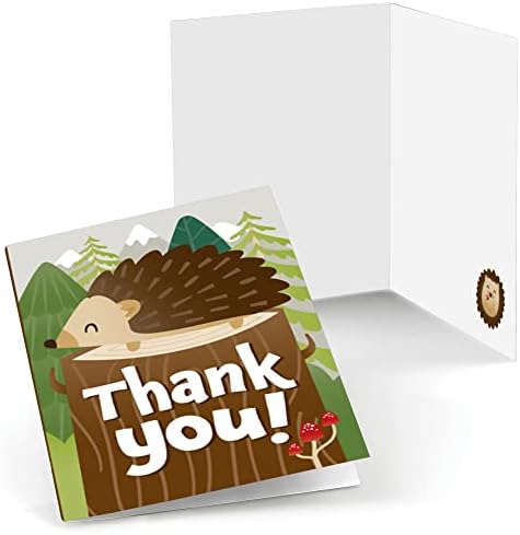 Big Dot of Happiness Forest Hedgehogs - Festa de aniversário da floresta ou chá de chá de bebê cartões de agradecimento