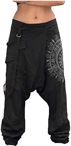 Masculino hippie harem calça folggy boho gipsy aladdin gota grotch ioga calças elásticas da cintura larga suéters de