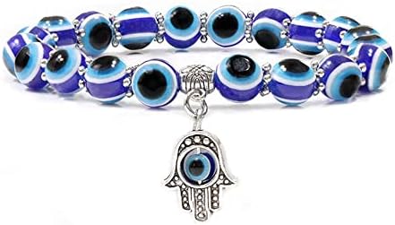 Soyzvteo Mal Ey Eye Bread Bracelet Blue olhe olho Hamsa Berkm Bracelete esticada Hand de Fátima Turkish Lucky Evil Eye Bracelet