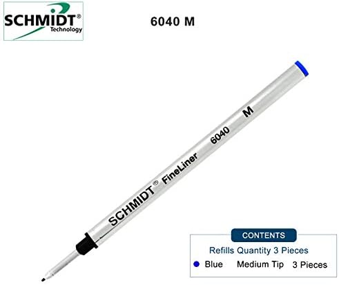 3 pacote - azul schmidt 6040 fibra de fibra de fibra de reabastecimento de metal - tinta azul