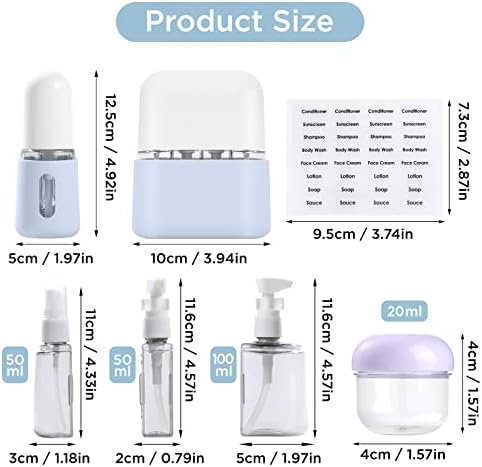 Yasuoa TSA Tamanho da viagem Aprovado Tamanho dos produtos de higiene pessoal para garrafas de loção de shampoo Definir