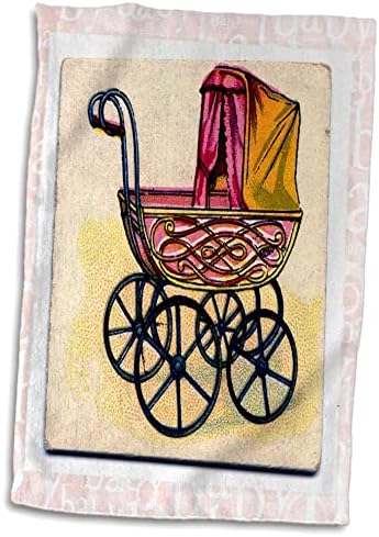 Imagens vitorianas de 3drose florene - buggy de bebê amarelo rosa em fundo rosa - toalhas