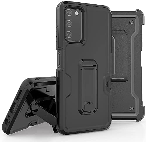 Pimpcase Tough Rugged Case Compatível com Samsung Galaxy A03S Case Kickstand e Holster Combo -Black