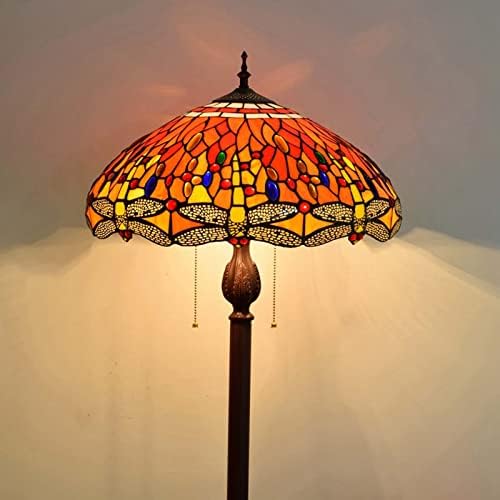 Lâmpada de mesa de mesa de mesa de estilo Tiffany com lâmpada de cabeceira de vidro com decoração vermelha Decoração abantar
