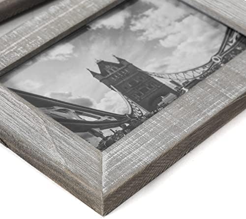 Deco de Ville Wood Soll Wood 4x6 Photo Picture Frames Collage - Conjunto artesanal de 3 quadros - Estilo angustiado vertical