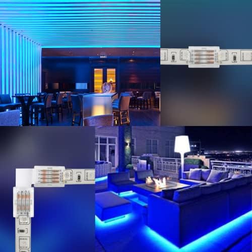VIPMOON 4PIN 10mm LED Trind Conector Kit Inclui 5 PCs de conectores de faixa de luz LED de 4pin RGB em forma de L