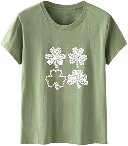 O dia de St. Patrick está no topo das femininas da tripulação shamrock, camisetas de férias curtas de manga curta, camisas do festival irlandês