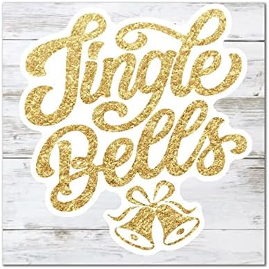 Glitter Jingle Bells Sign de madeira Vintage Christmas Quote Arte da parede Minalha de Natal Decoração de parede Decoração