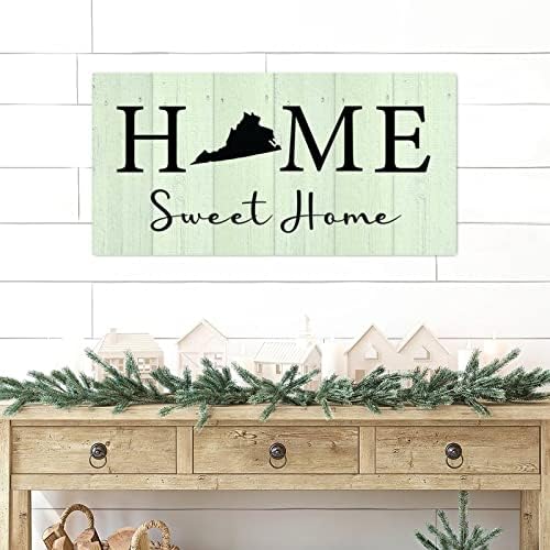 Alioyoit Rustic Wooden Sign Home Sweet Home Virginia State State Wood Welcome Welcome Sign Farmhouse Wooden Craft Sign Wall Plaque