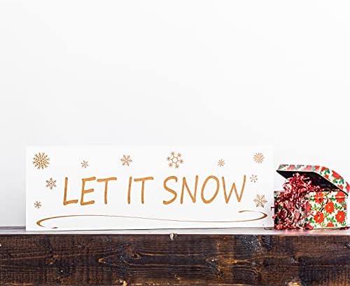 Inspirações de Carol Let It Snow Sign | Decoração de Natal branca de madeira para decoração de férias de fazenda