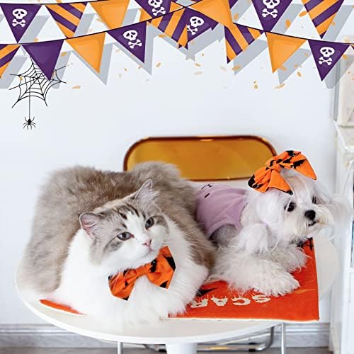Bandanas de Halloween para cães, babadores de cães, gravatas -borboleta para gatos, arcos de nó superior Conjunto de