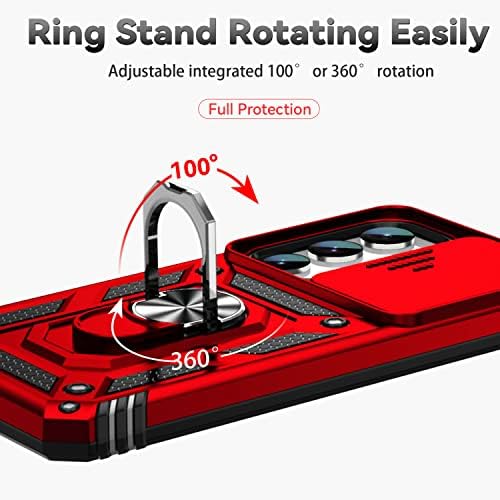 Compatível com a caixa Samsung Galaxy S23 com protetor de tela e cobertura de lente de câmera deslizante embutida Samsung S23 Proteção