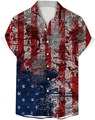Camisas masculinas 4 de julho, camisas patrióticas de bandeira americana para homens de manga curta