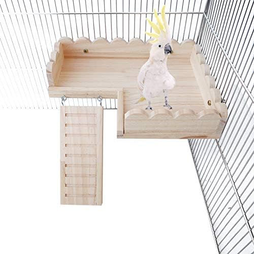Plataforma de hamster de rozkitch com escalada, bobo de gaiola de gaiola de gaiola de pássaro Play de madeira, bandeja de madeira