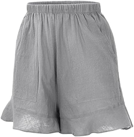 Shorts de babados para mulheres de verão casual calça curta curta cintura elástica shorts confortáveis ​​bolso solto bolso