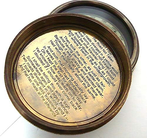 Robert Frost Poem Compass-Pocket Compass W Caso de couro Rústico Vintage Decoração de casa Presentes