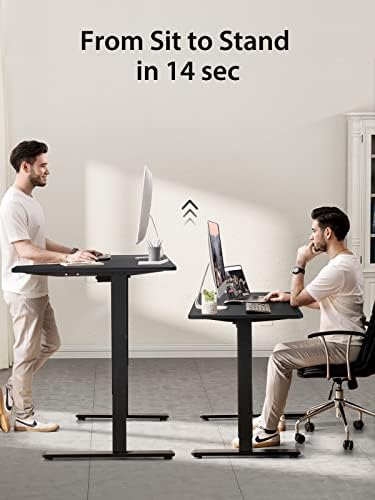 Totnz Electric Standing Desk, altura ajustável Sit Stand Desk, Memória em forma de L Mensagem em casa com gancho, 55 x 34 polegadas