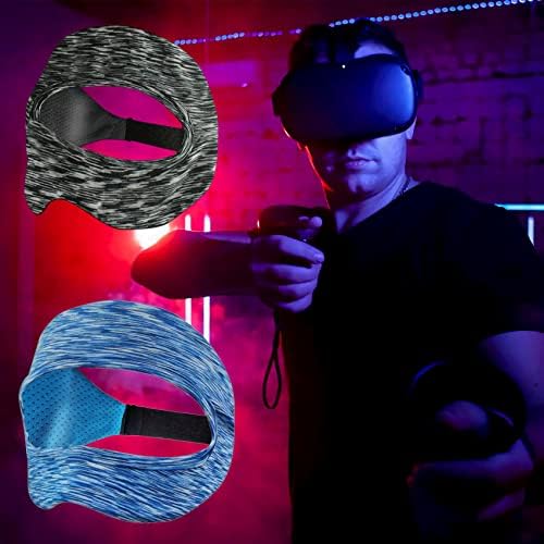 Tampa de máscara para os olhos VR, Ubitree 2 PCs Banda de suor respirável tamanhos ajustáveis ​​para exercícios de VR Supernatural com realidade virtual fones de ouvido Oculus Quest 2 Go Htc Vive PS VR Gear