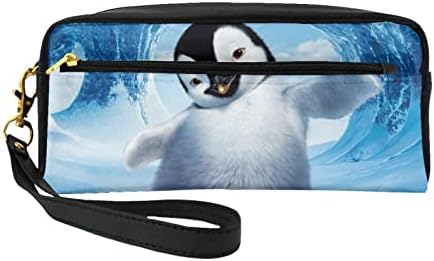 Sacos de cosméticos para mulheres pinguins fofos tirando fotos Imprimir saco de embreagem de maquiagem de viagem pequena