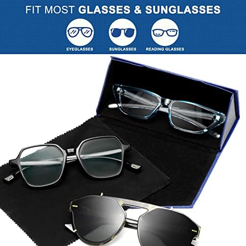4 Pacote de óculos dobráveis ​​óculos de sol Caixa Pu Hard Shell EyeGlasses Caixa de couro de couro com 4 panos de limpeza de microfibra para homens Mulheres Eyewear Storage Storage