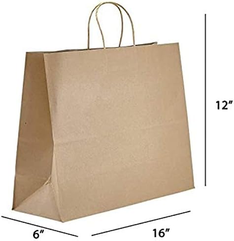 Worrman Natural 40,64cm x 15,24cm x 31,75 cm de bolsa [300pcs] Bolsa de presente de papel Kraft reciclável