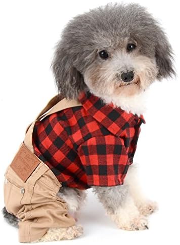 Zunea Pet Dog Roupes Puppy macacão britânico camisa xadrez calças calças de calças para cães pequenos s