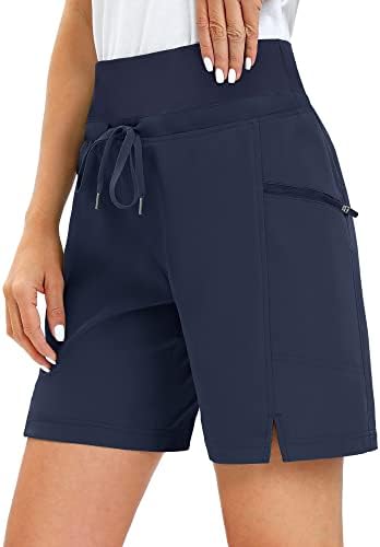 Shorts de caminhada femininos de desejos com bolsos com zíper 7 Long Bermuda Shorts de carga rápida seca shorts de verão leves