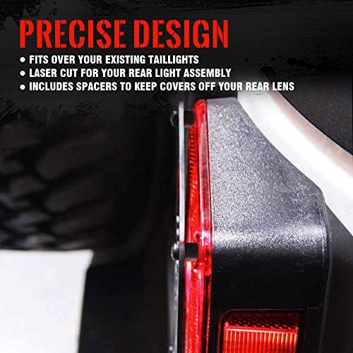 XPRITE Aluminum Ligy Tail Light Capas e luz de freio de alta montagem compatível com Jeep Wrangler JK JKU 2007-2018