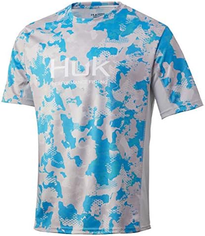 Ícone masculino HUK x camisa de pesca de manga curta camuflada