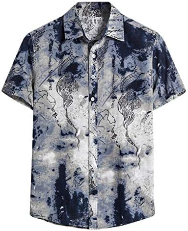 Camisa casual para homens verão, botão vintage para baixo camisas de boliche de verão tamas de manga curta camisa impressa