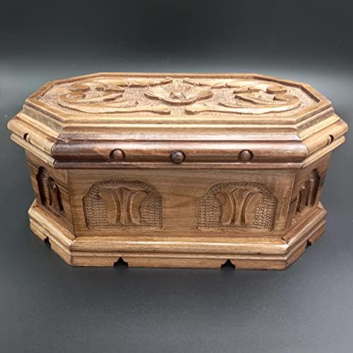 Tubibu Walnut Treasure Secret Magic Box Hand fez uma caixa de jóias exclusiva com botão oculto