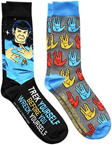 Star Trek Spock Trek Yourself antes de você se destacar, pacote de 2 pares da tripulação masculina de 2 pares