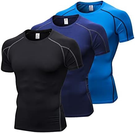 3 Pacote camisas de compressão masculinas Athletic fria seca de manga curta para homens camisetas camisetas camisetas de camiseta base