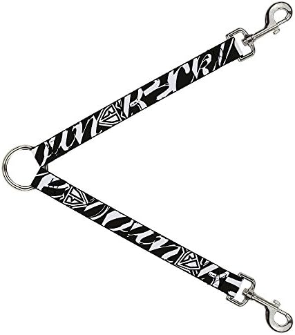 DLS-W32865-W BUNLE para baixo logotipo/script Black/White Leash Splitter, 1,5 de largura-30 Comprimento