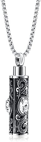 Refeição Cilindro de cilindro personalizado Colar de urna: Aço inoxidável ornamentado canteiro de cristal de cristal antigo