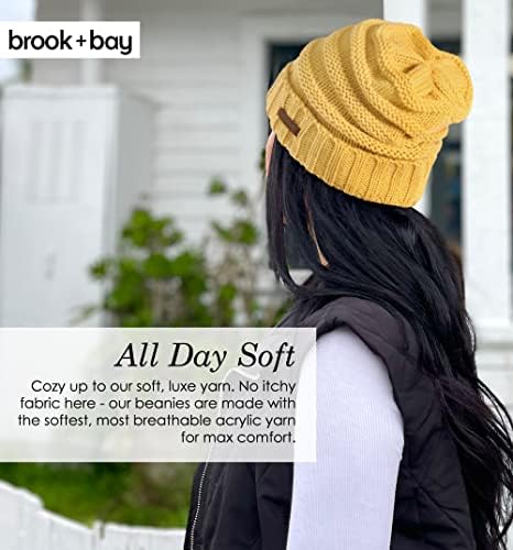 Brook + Bay chapéu de inverno de gorro desleixado para mulheres - chapéus de malha de cabo de tamanho grande - boné de malha quente