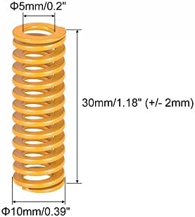 UXCELL 3D PRIMANTIA Mola de matriz, 10mm od 30mm 20pcs estampagem em espiral Carga de carga de compressão molde molas para a parte elétrica da impressora 3D, amarelo