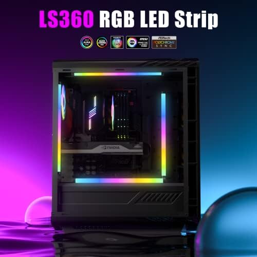 Tiras de LED magnéticas Novonest, 14,17in SATA Auto Rainbow/5V 3pin RGB LED BARS LED RGB, Black, iluminação de caixa para PC
