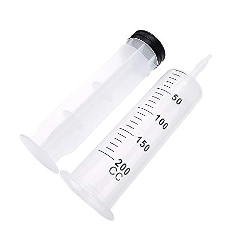 2 Pacote de 200ml seringas com tubos, seringa plástica grande com mangueiras de 55,1 polegadas para laboratórios científicos,