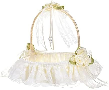 Mmllzel Wedding Rose Flower Girl Basket Lace Bowknot Decoração Cerimônia de noivado Party Floral